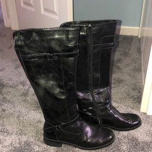aerosoles black leather boots